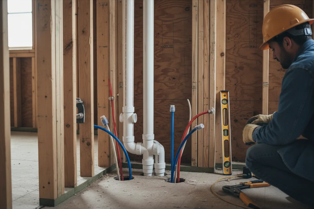 Drain and supply rough-in during Sump Pump Repair in Corbett